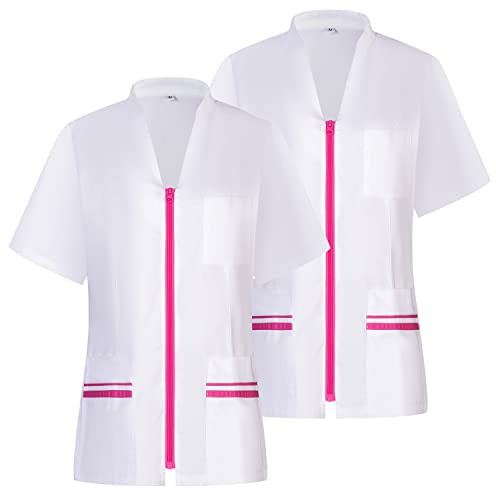 MISEMIYA - Paquetes 2 Unidades - Camisa Sanitario Mujer - Uniforme Sanitario - Uniforme HOSTELERÍA 712 - S, Fucsia 21