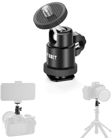 UTEBIT 2 Pack Universal 1/4 Swivel Mini Ball Head Screw Tripod Mount, 360 Degree Rotating Mount Base Adapter 1/4 Camera Hot Shoe Mount for DSLR Cameras Vive Tripods Monopods Camcorder Light Stand