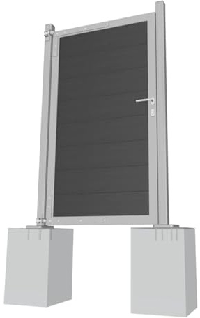 Gartenwelt Riegelsberger Universal Alu-Torrahmen Silber mit WPC-Füllung Anthrazit Zubehör für Gartenzaun Zaun WPC Steckzaun Sichtschutzzaun Garten Terrasse