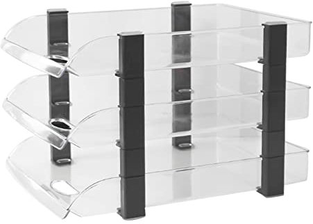UPQRSG Schreibtisch Ablage Briefablage, A4 Format, Durchsichtiger Stapelbarer Dokumenten Organizer, Rutschfester Schreibtisch Organizer für Den Büro Dokumenten Desktop(3L Hyaline)