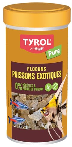 Tyrol Pure - Nourriture pour Poissons Exotiques d'Aquarium - Flocons Insectes Complets Ingrédients de Qualité - 4 Types