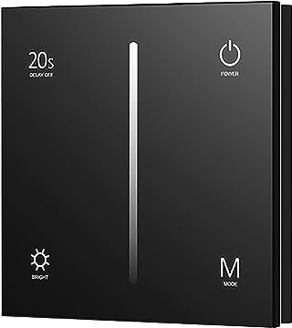 Black Touch Glass Panel Triac Dimmer Wall Switch AC 100-240V RF 2.4GHz 1 Chanel Max 1.5A 150-360W