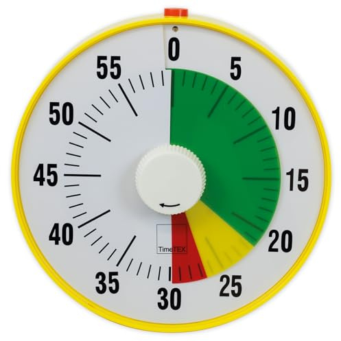TimeTEX - Zeitdauer-Uhr XL Gelb mit Ampelscheibe | Lautloser Countdown mit visuellem und akustischen Signal für Selbständigkeit | Inhalt: Batteriebetriebener Timer in Gelb (Größe: ca. 32 cm ø)
