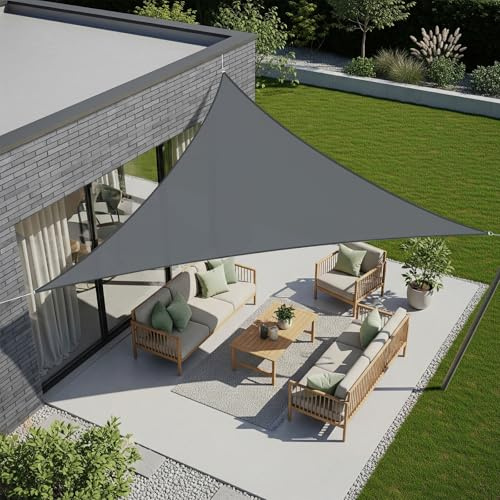 AXT SHADE Vela Ombreggiante Impermeabile Triangolare 3,5x3,5x3,5m Tenda a Vela Parasole e Protezione Raggi UV per Esterno Giardino Terrazza-Antracite