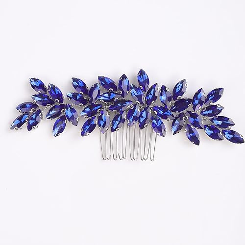 BERYUAN Blauer Kristall-Strass-Haarkamm in Tropfenform mit Strass, Hochzeitshaarschmuck für Frauen und Mädchen (blau)