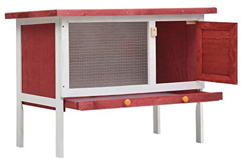 Coavain Kaninchenstall Rot und Weiß 90x45x65 cm Witterungsbeständig Kleintierstall Kleintiere Spielen Sich Frei Bewegen Unterhaltungsbereich Sicherheit Kleintiergehege Einfacher Zusammenbau