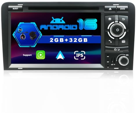 SXAUTO Android 15 IPS Autoradio Per Audi A3 8P 8PA S3 RS3 (2003-2013) - 2G+64G - Senza fili Carplay & Android Auto - GRATUITI Telecamera - DAB Fast-boot Volante Split-Screen WIFI - 2 Din 9 Pollici