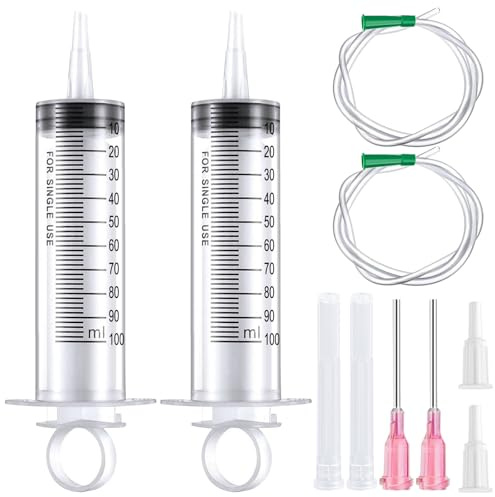 100ml Spritze, Kolostrum Spritze mit 20G Nadel und Schlauch | Dosierspritze Wiederverwendbare für Labor, Garten und Industrie