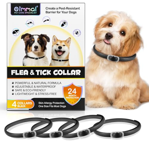 Collare Antiparassitario Per Cani, 4 Pezzi Collare Antipulci Cani Pulci E Zecche, 24 Mesi Di Protezione A Lungo Termine Collare Antipulci Impermeabile Regolabile Collare Antipulci Cani - Nero
