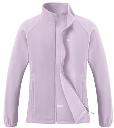 Pioneer Camp Damen Fleecejacke Leichte Fleece Jacket Reißverschluss Stehkragen Winter Warme Jacke Antistatische Sweatjacke mit Taschen Rosa Grau L
