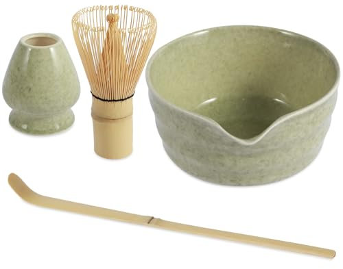 BAODBF Matcha Tea Set with Whisk and Bowl,Matcha Whisk Set,Ceramic Tea Bowl,Matcha Bowl Set,Matcha Bowl and Whisk Set for Tea (Matcha Green)