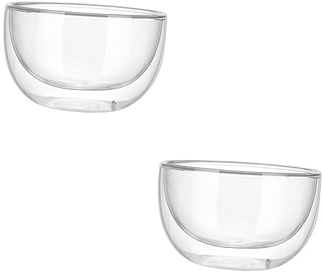 SEWOART 2Stücke Transparent Glas Dessertschalen für Obstsalat und Suppen Hochwertige Bruchsichere Schalen aus Klarem Glas für Kalte Getränke und Snacks