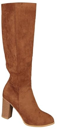 Stivaletti da donna con tacco – Stivali western in camoscio eleganti da donna con tacco alto, stivali con cerniera, stivali slip-on a punta, stivali a gamba larga, stivali alti al ginocchio, stivali