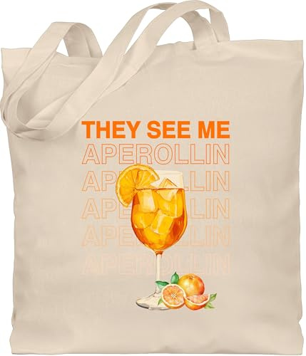 Shirtracer - Baumwolltasche - Party & Alkohol Damen - They see me Aperollin | Aperol Spritz | Holy Aperoli | Geschenk Aperolfan | Mädelsabend | Aperol Malle