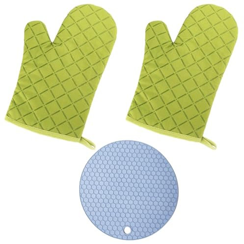YSJCHEBS Guanti da Forno 2 Pezzi, Presina 1 Pezzo, Guanti da Forno Resistenti al Calore, Guanti da Forno in Silicone, Guanti da Cucina, Guanti da Forno da Cucina
