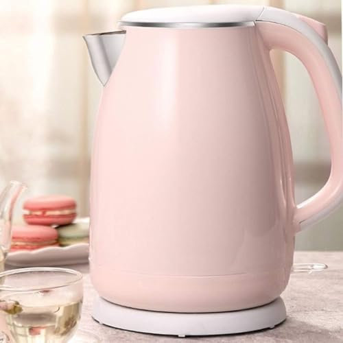 Bouilloire électrique Portable en Acier Inoxydable de 1,8 L avec Couvercle ouvrant Deux Petits ménages intelligents et Rapides, Rose