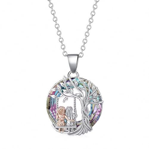 liameya Mädchen Schwestern Kette, Freundschaftskette für Mädchen, Silber BFF Freunde Kette, Schwester Anhänger Halskette Schmuck Geschenke für Kommunion Geburtstage Weihnachten Neujahr(Silver A)