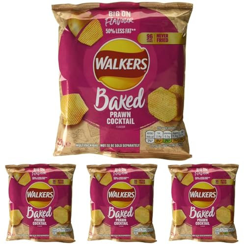 Walkers Oven Baked Prawn Cocktail Crisps, 6 x 22g (Pack of 4)