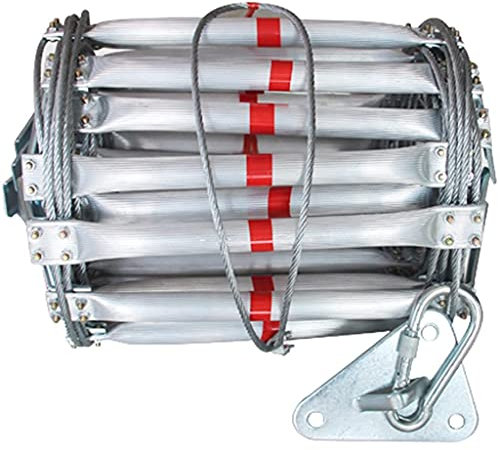 BLYXINVORA Strickleiter, Sicherheitsleiter, Notausstiegsleiter, Aluminium-Feuerseilleiter für Feuer, rutschfeste Fluchtleiter/Sier/3 Meter/9,8 Fuß