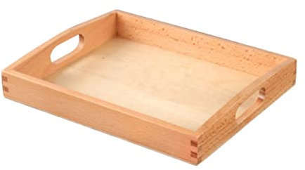 Cabilock Holz Organizer Tray Mit Griff Praktischer Aufbewahrungstray Für Bastelmaterialien Küchenutensilien Und Spielzeug Für Zuhause Büro Und Aktivitäten