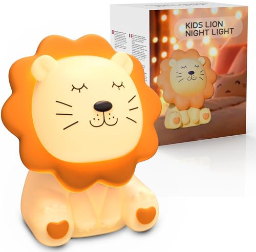 Luce notturna per bambini, 7 colori, luce notturna in silicone morbido per bambini con 3 livelli dimmerabili, ricaricabile, antiriflesso, morbida e carina, a forma di leone, lampada da comodino touch