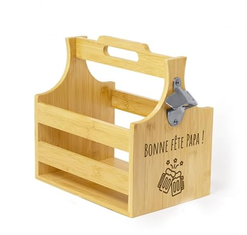 mabouteille.fr Coffret Biere décapsuleur en Bois – Casier à Bouteilles à Personnaliser Texte & Logo [ Biere Cadeau Original Coffret ]