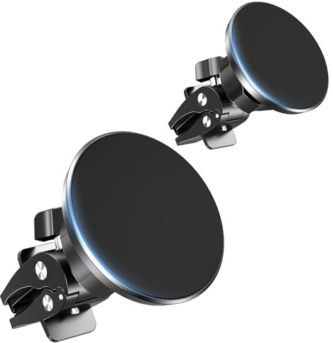 2 Pack Support Telephone Voiture Magnetique, Rotation à 360° -pour Voiture, Aimant Telephone Voiture, Support Téléphone Voiture Magnétique Compatible avec Mag-Safe et i-Phone 17, 16, 15, 14, 13, 12
