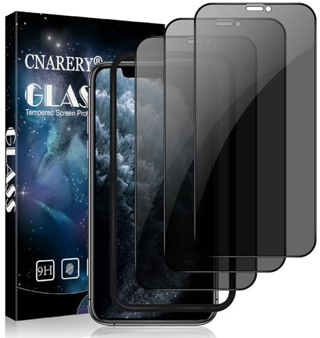 Cnarery 3 Pack Privacy Screen Protector for iPhone 11 Pro/X/XS, Anti-Scratch 9H Hardness Scratch Resistant Case-Friendly, Anti Spy Tempered Glass Film With Installation Frame 5.8 Inch