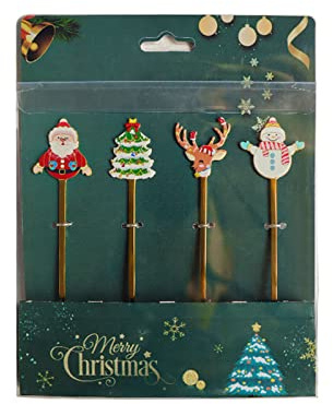 Zkydhbd Confezione da 4 cucchiaini da caffè serie natalizia, cucchiaini da dessert, cucchiai da cucina, cucchiaini da cucina in acciaio inox, cucchiaini da caffè piccoli