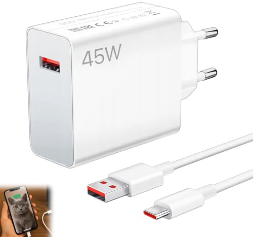 Huybaa Chargeur xiaomi 45w,Chargeur Rapide redmi Note 14 13 12,avec 6A Câble USB C 2M,Adaptateur 45W pour xiaomi 14 13 12 11 10 poco F7 Ultra redmi Turbo 4 Pro,Disponible pour d'autres Marques
