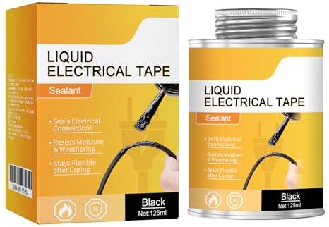KOAHDE Flüssigkeits-Isolierband,Hitzebeständiger Flüssiggummi Kabel Isolierung,125ML,Schwarz,1PC,Wasserdicht, Anstelle von Wärmeaufnahmeband für Elektroniker,Isoliertes Flammschutzband