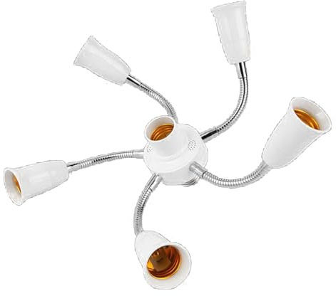 WLNEXT Base ajustable E27 divisor de enchufe de luz de cuello de cisne LED convertidor con manguera de extensión 3 4 5 6 vías adaptador