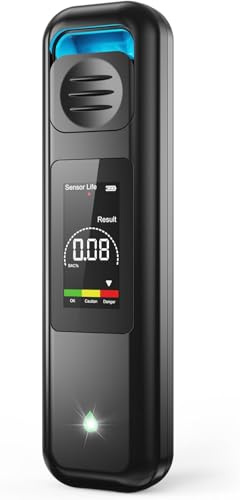 Uffylle Alkoholtester, 2025 Berührungsloses Alkoholmessgerät ohne Mundkontakt, Polizeigenauer Alkoholmessgerät & Mini Alkomat mit Hygienischem Design für Auto und Zuhause, Schwarz