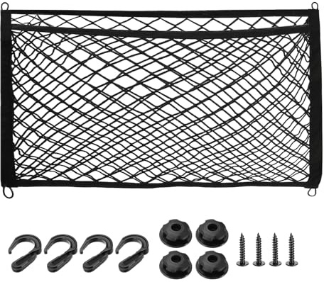 PATIKIL Rete da Carico per Camion 24 X 16 Pollici in Poliestere Regolabile Rete per Bagagliaio A Maglie Elastiche Organizzatore di Storage con 8 Ganci Universale Nero