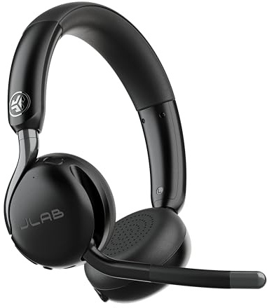 JLab Go Work 3 Trådlöst Headset med Mikrofon – 70+ H Batteritid, Bluetooth eller USB-C Dongle, Brusreducerande Mic, Multipoint, Cloud Foam Öronkuddar för Kontor, PC, Laptop & Mobil