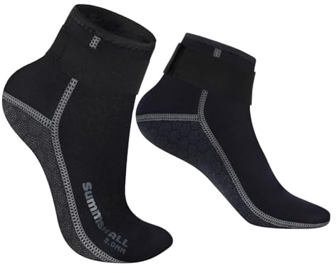 JiaWell 5MM Neopren Socken Thermische Wärme Neoprenanzug Socken Für Männer Frauen Anti-Rutsch Strand Für Tauchen Schnorcheln Schwimmen Surfen Segeln Wassersport(Schwarz-Kurz,Medium)
