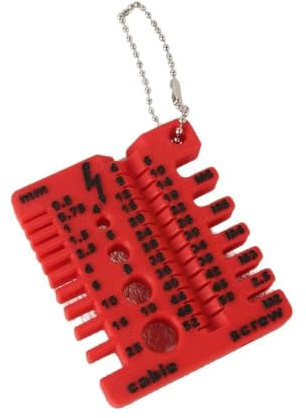 3D Printed Wire and Screw Measuring Tool – Compact Cable Gauge and Bolt Size Identifier | PLA Electrician Tool for Wire Diameter & Screw Size Measurement (red)