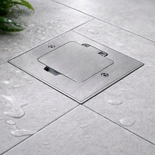 Metall Einbausteckdose, Bodensteckdose IP44, Klappdeckel, Serie AP-1 Eisen-gebürstet