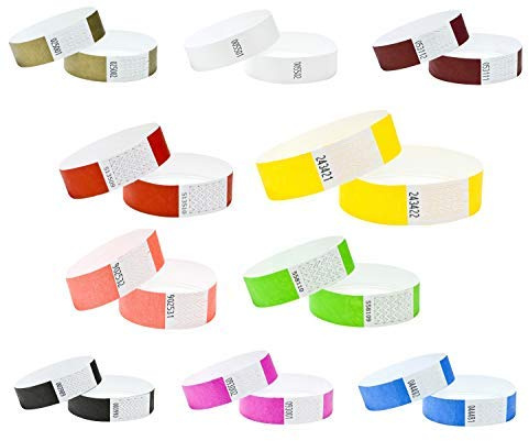 J&R Armbänder, papierähnlich, hergestellt aus Tyvek® 1000 Stück mit 17 Farbvarianten zur Auswahl., Rainbow Pack