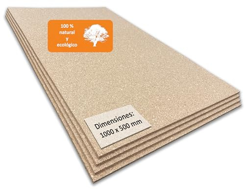 TRECOR® plaque de liège [Format : 1000 x 500 mm] – Très élastique et antistatique – Plaque en liège de qualité supérieure – Poncé d'un côté pour un meilleur aspect (10 mm d'épaisseur, 1 pièce)