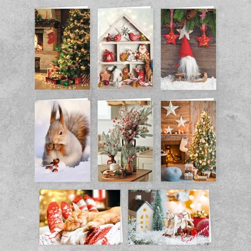 Skorpion PremiumLine Weihnachtskarten Set 8 Stück inkl. Briefumschlag Fotomotive Weihnachten Grußkarte ohne Text XMAS Klappkarte Winter Fotokarten Klappkarten