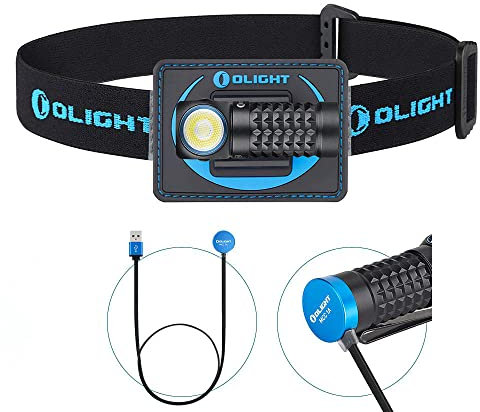 OLIGHT Perun Mini Kit LED Stirnlampe 1000 Lumen, USB Wiederaufladbare Kopflampe mit 100M Leuchtweite, 5 Leuchtstufen, 60° Verstellbar, Perfekt fürs Angeln, Joggen, Laufen, Campen, Outdoor (Schwarz)