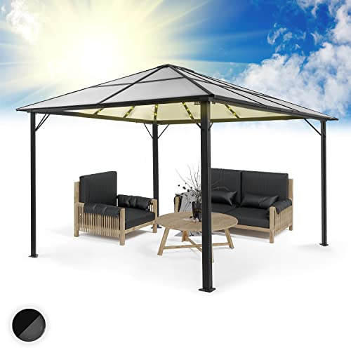 Blumfeldt Pergola Aluminium Polycarbonate 3x4m, Pergola Terrasse, Toit Rigide en Polycarbonate, en Verre Translucide et Eclairage LED Réglables, Structure Alu, 3x4, Tonnelle de Jardin