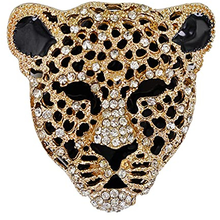 Broche en pinceau de léopard - Broche vintage à strass de léopard tacheté - Broche en cristal - Épingles à revers, Métal
