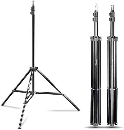 Walimex Pro WT-803 Lot de 3 trépieds de Lampe 208 cm – Trépied léger en Aluminium, Hauteur Max. 208 cm, Charge maximale 3,5 kg, pour Studio Photo, Flash, vidéo, boîte à lumière, Anneau Lumineux, avec