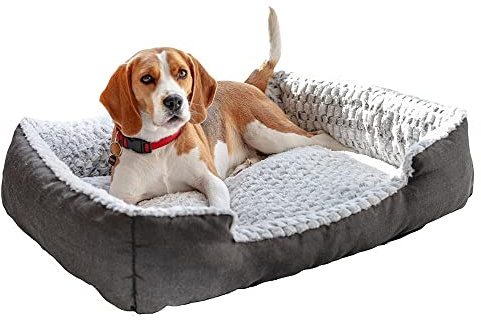 Ferplast Cuccia Cane Cuscino Cane Grande Cuccia Gatto Cuscino Gatto Morbido e Comodo 55 x 48 x h 18 cm. Grigio e Bianco