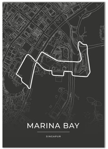 Vacentures Marina Bay Rennstrecken Poster - Geschenk für Motorsport-Fans (50x70 CM)