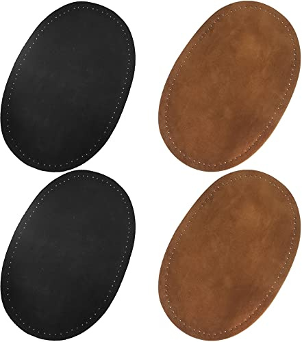 lyfLux 4 Stück genähter Stoff ovale Ellenbogen-Knie-Patch Pullover Hose Restaurierung Zubehör (schwarz und braun)