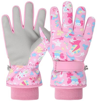 FAYHIJUN Waterproof Kids Gloves Winter Cold Weather Mittens thermal Snow Cycling Ski Glove Age1-13 for Boys Girls Kid Boy toddler Girl Children Outdoor Sport (Pink, S（Age4-6）)