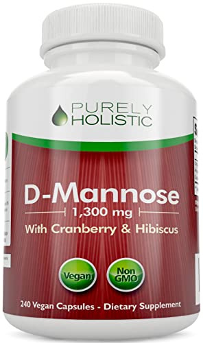D Mannose with Cranberry | Drug-Free Urinary Tract Health Support | Evidence-Based DMannose 1300mg for Urinary & Bladder Health for Women | D Mannose Supplements for Women & Men | Non-GMO | 240 Ct